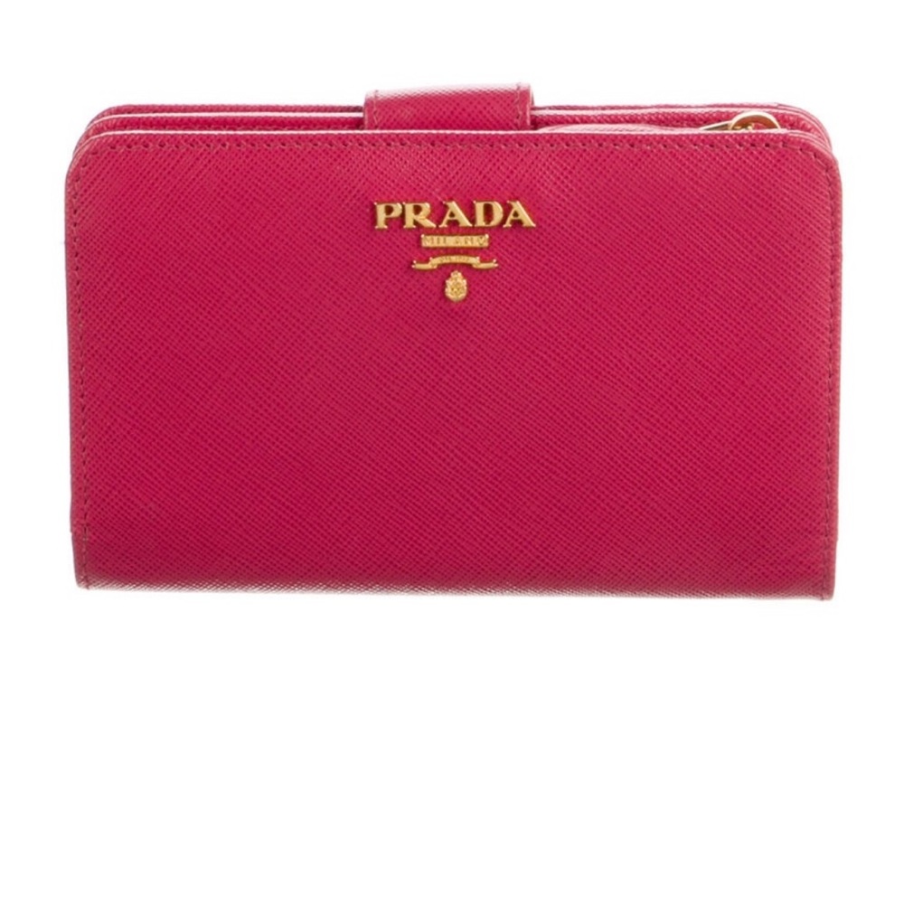 Prada Compact Wallet - Pink Saffiano Leather